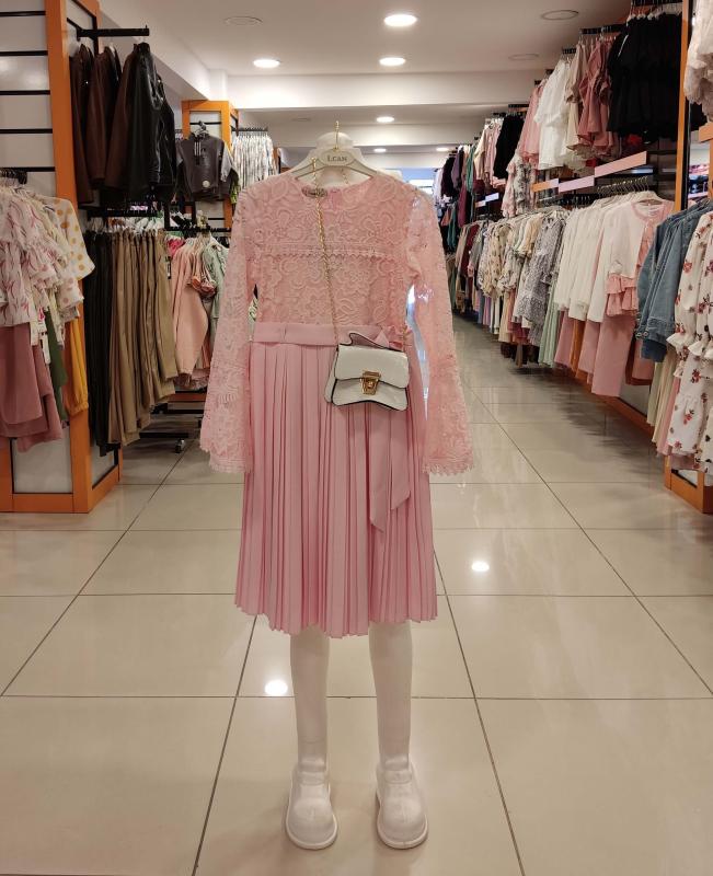 İ.CAN Kids 1366-1365 Piliseli Kız Çocuk Çantalı Elbise