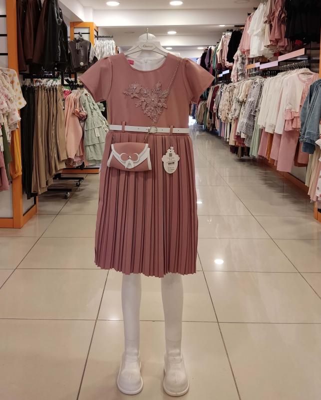 ÜSTÜN Kids 881 Piliseli Kız Çocuk Çantalı Elbise