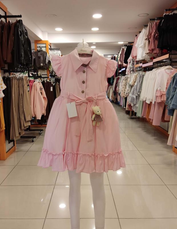 MİSS KUĞU Kids 6918 Kız Çocuk Ayıcıklı Bürümcük Elbise