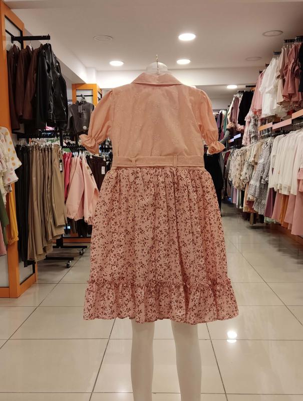 BABYLONE 6931 Robası Nakışlı Kız Çocuk Dijital Elbise