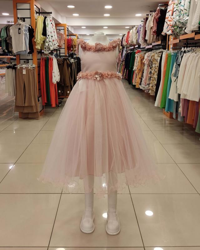 MİARAS Kids 7042 Yakası Çiçekli Kız Çocuk Abiye
