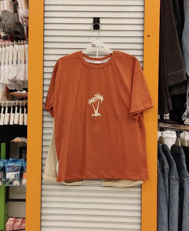 POLLİTO Kids 3961 Palmiye Tişörtlü 2li Erkek Çocuk Takım