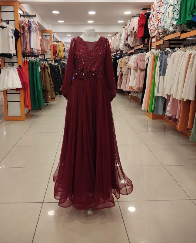 ONBUCO 1516 Güllü Tül Kol Kız Çocuk Abiye