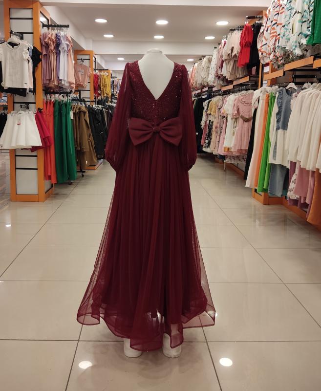 ONBUCO 1516 Güllü Tül Kol Kız Çocuk Abiye
