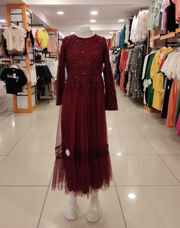 EMİLEY Kids 4117-3 Pullu Kız Çocuk Abiye Elbise