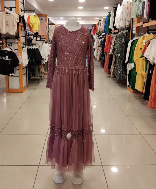 EMİLEY Kids 4117-3 Pullu Kız Çocuk Abiye Elbise