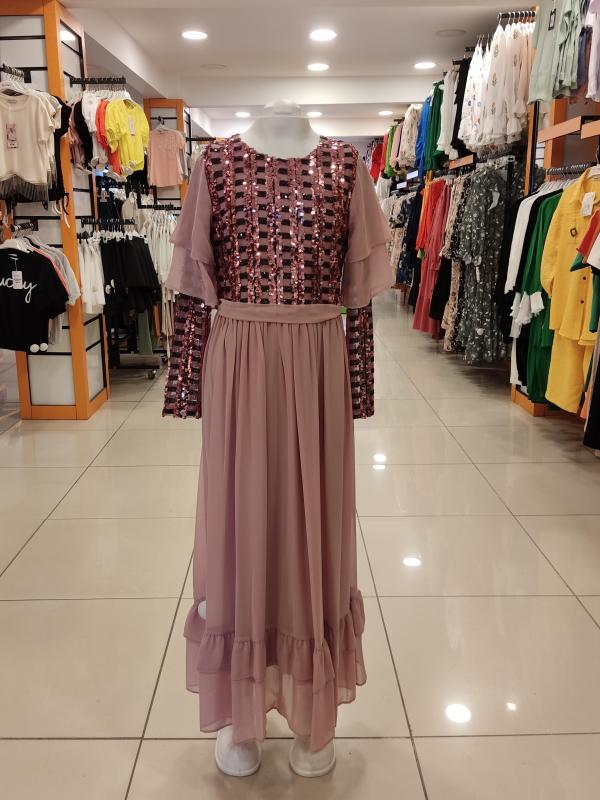 EMİLEY Kids 4138 Kız Çocuk Pullu Abiye Elbise