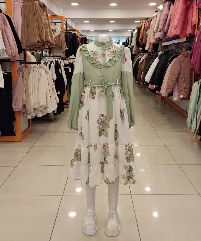 ALSİMA Kids 513 Robası Kız Çocuk Çiçekli Elbise