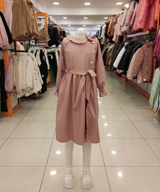 ALSİMA Kids 157 Fiyonklu Düğmeli Kız Çocuk Uzun Elbise