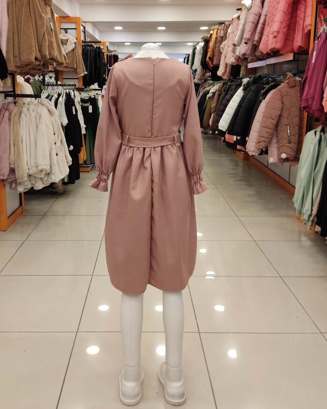 ALSİMA Kids 157 Fiyonklu Düğmeli Kız Çocuk Uzun Elbise