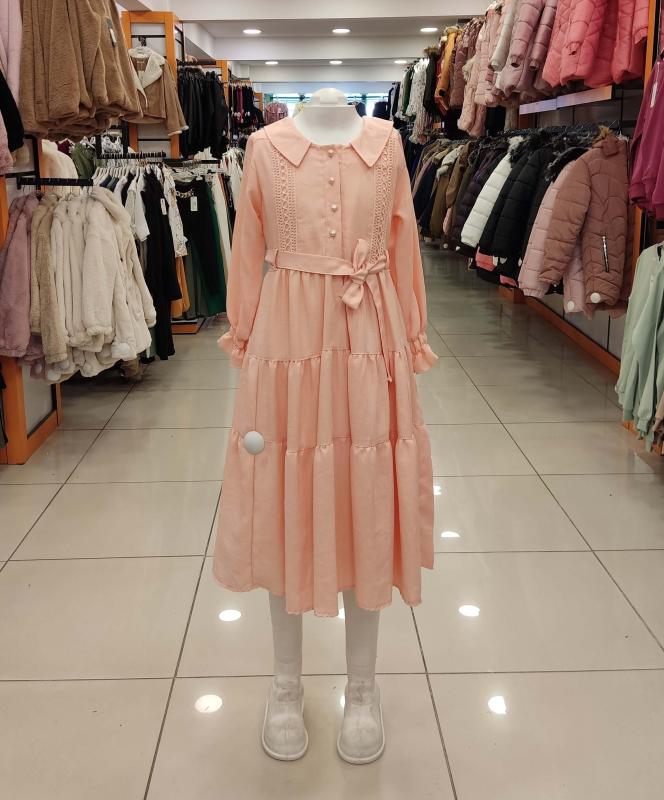ALSİMA Kids 155 Yakalı Top Düğmeli Kız Çocuk Elbise