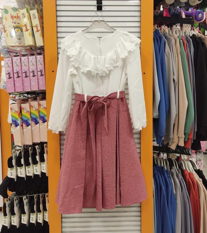 YASKAN Kids 657 Pileli Kemerli Kız Çocuk Elbise