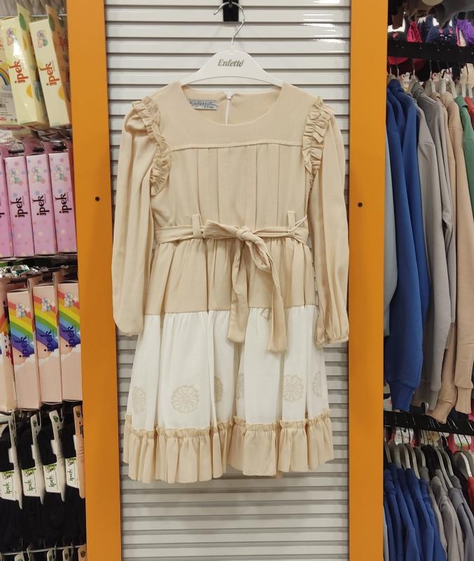 ENFETTO Kids 3369 Kız Çocuk Çiçekli Elbise
