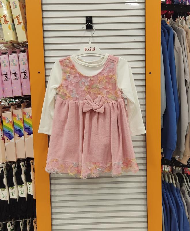 ESİLA Kids 5153 Kız Çocuk TÜllü Kadife Elbise