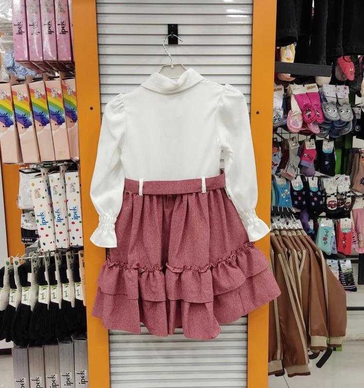 YASKAN Kids 661 Dantel Yakalı Kız Çocuk Elbise