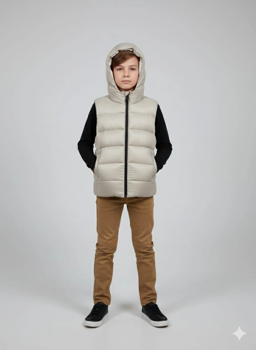 VK Kids 0028 Unisex Çocuk Kapşonlu Şişme Yelek Kız-Erkek Çocuk