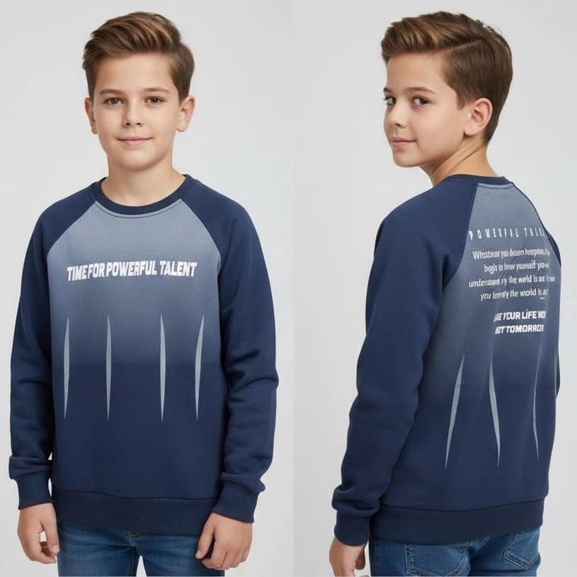 YUKO Kids 2174 Time For Yazılı Erkek Çocuk Sweat