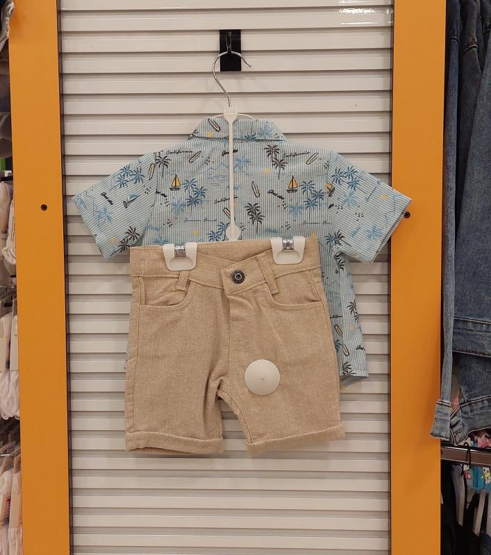 ECOO Kids 3174 Erkek Bebek Palmiye Desenli 3lü Takım
