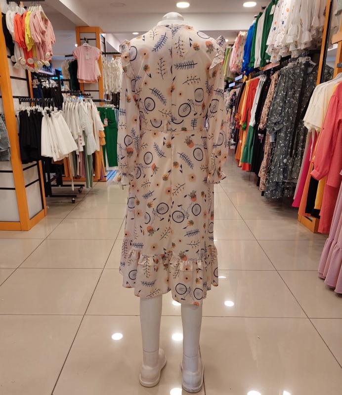 EMİLEY Kids 9387 Kız Çocuk Önü Fırfırlı Uzun Elbise