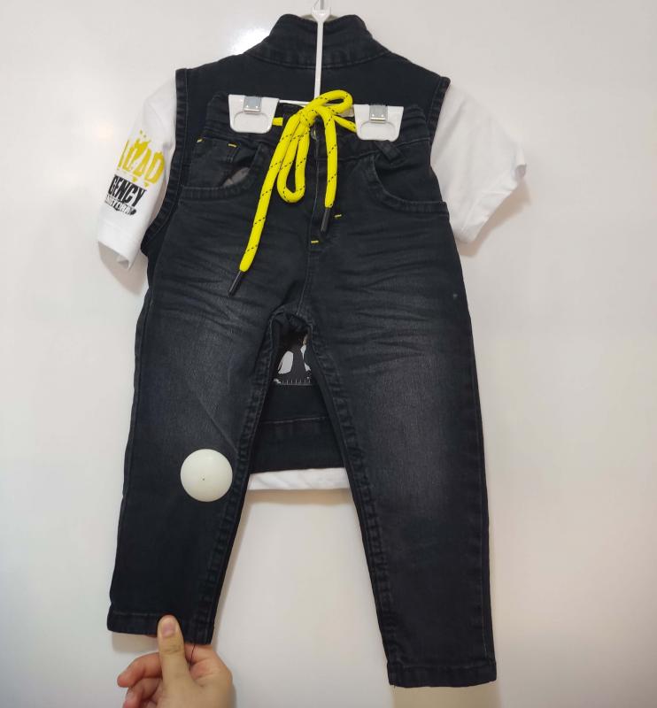 TOMBİŞ Kids 5463 Kot Yelekli 3lü Erkek Çocuk Takım