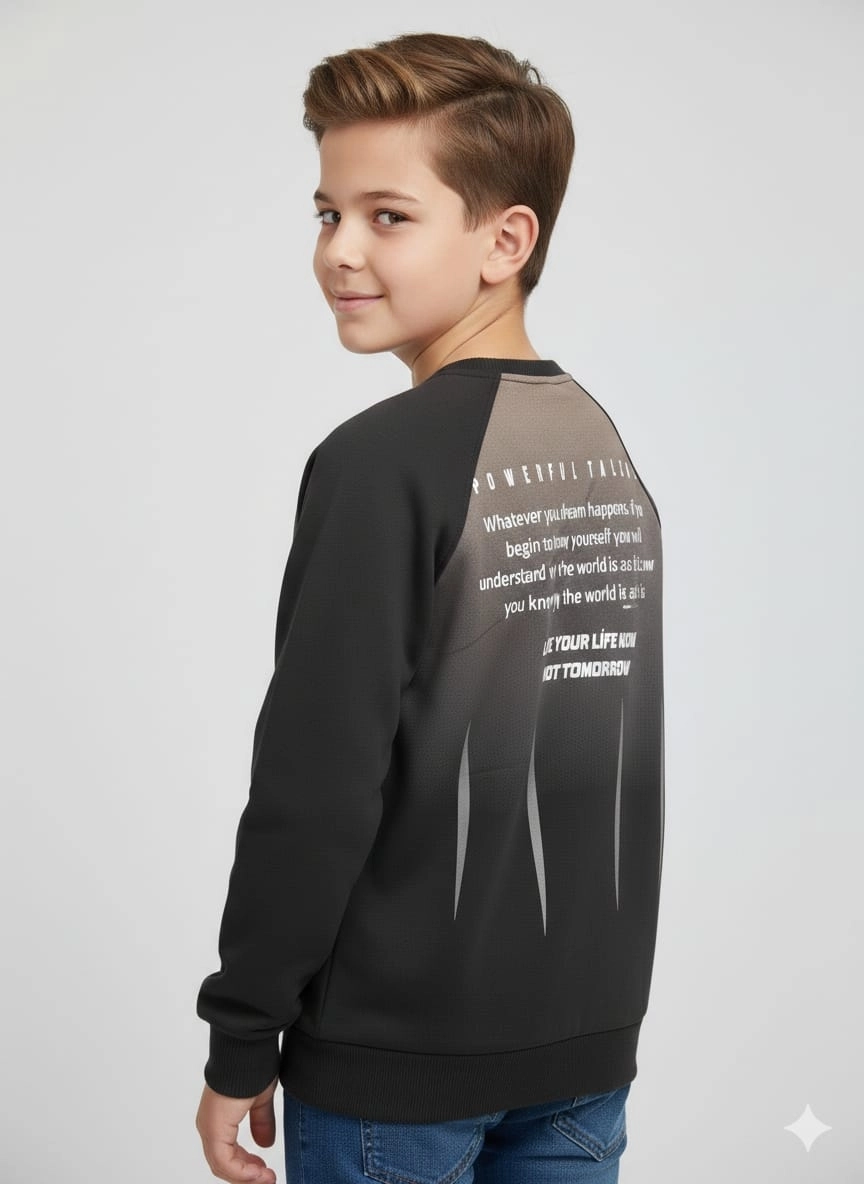 YUKO Kids 2174 Time For Yazılı Erkek Çocuk Sweat