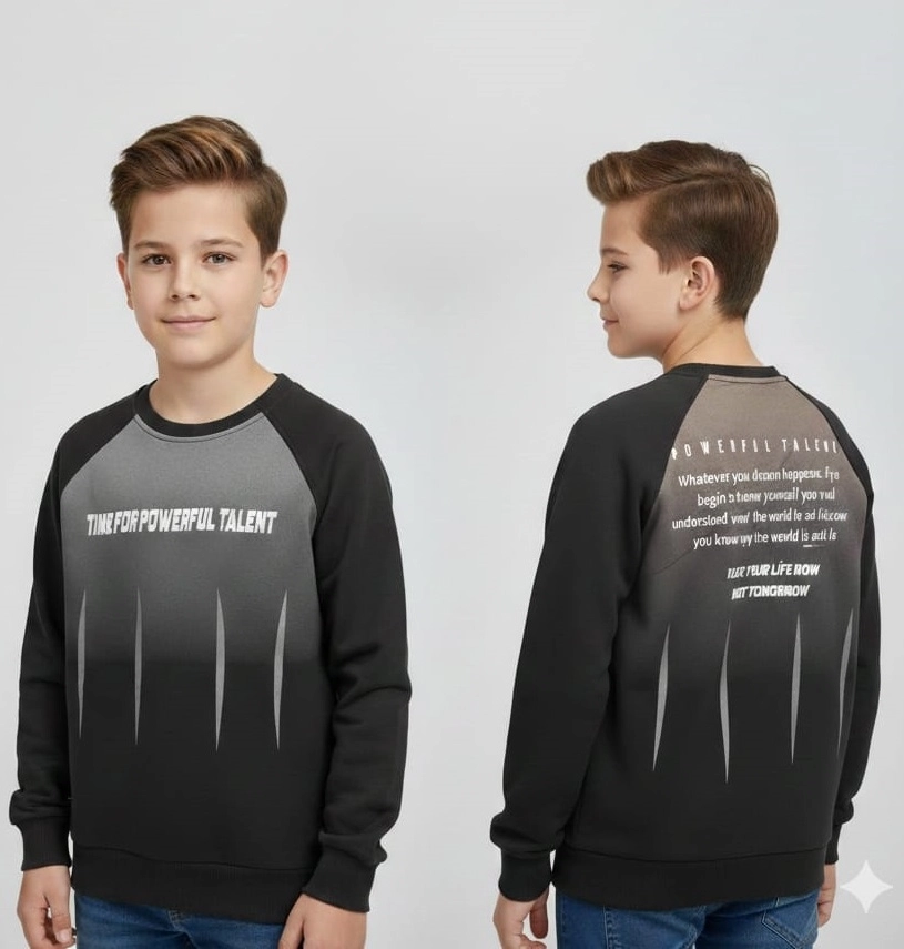 YUKO Kids 2174 Time For Yazılı Erkek Çocuk Sweat