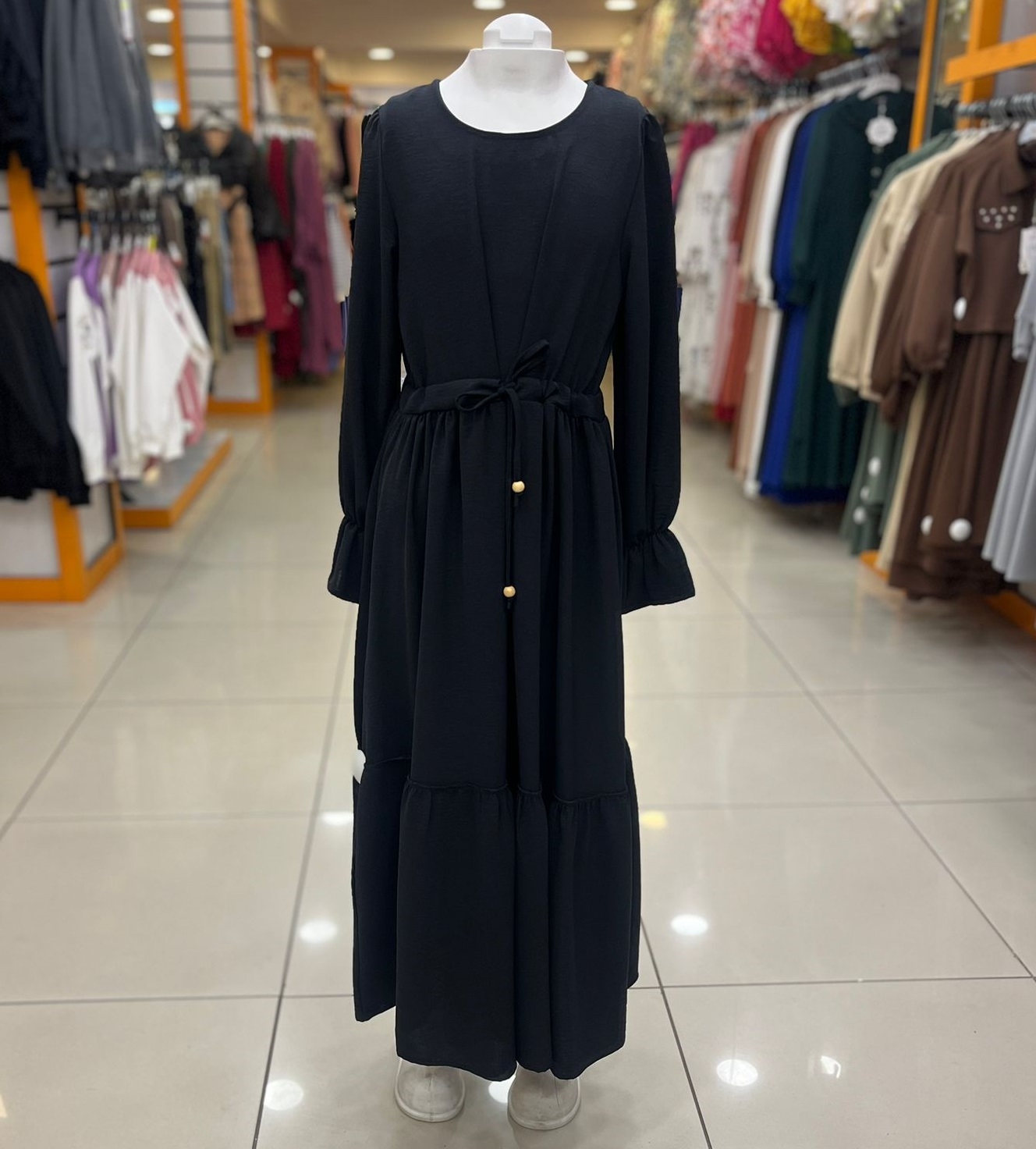 ESMAGÜL Kids 0203 Kız Çocuk Beli Büzgülü Uzun Elbise