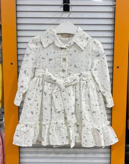 EBRULI Kids 5204 Kız Çocuk Yakalı 4 Düğmeli Elbise