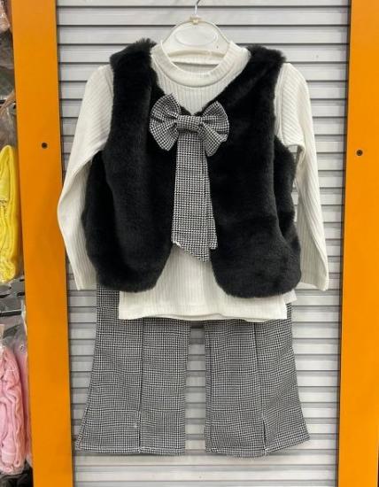 LUMİA Kids 02062 Kız Çocuk Peluş Yelekli Takım