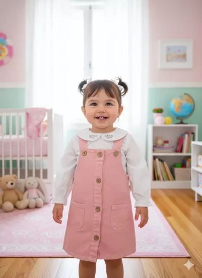 ORYEDA Kids 6005 Kız Bebek Nakışlı Gömlekli Jile Elbise