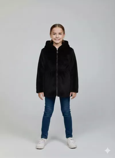 ELİSS Kids 1880 Kız Çocuk Uzun Peluş Hırka Mont