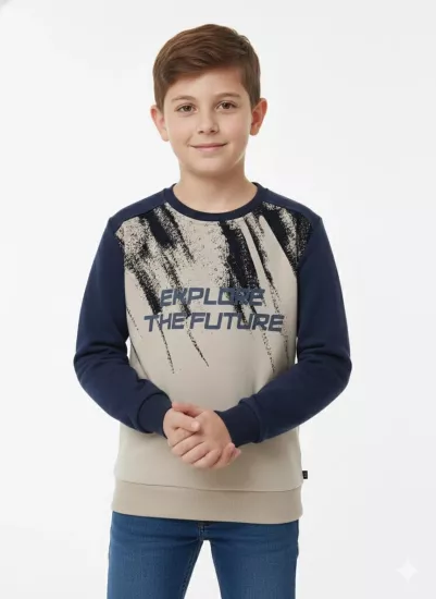 YU-KO Kids 3173 Explore Yazılı Erkek Çocuk Sweat