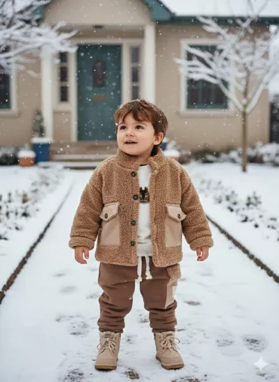 8169 Erkek Bebek Pelüş Mont Penye Pantolon 3lü Takım