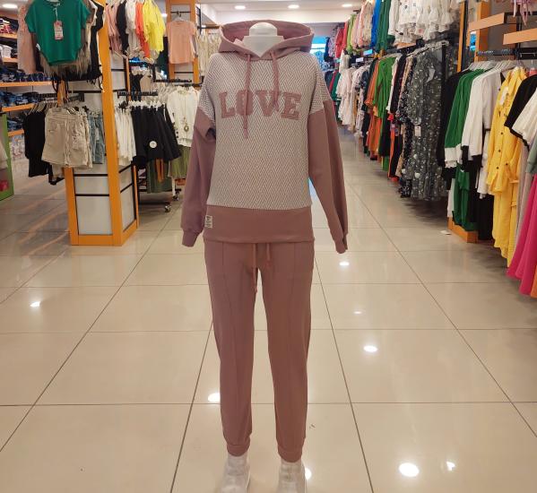 YAVRUCAK 7919 Love Kız Çocuk Lastikli Kapşonlu 2li Takım