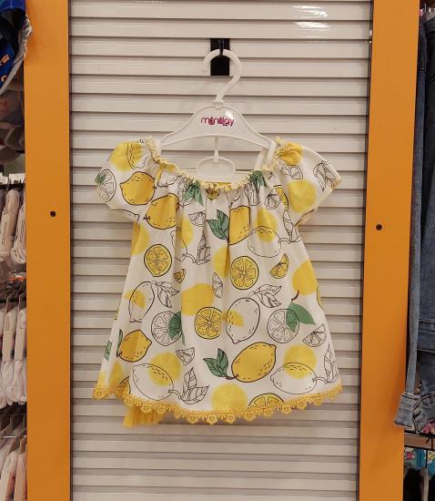 MİNİLAY Kids 5046 Kız Bebek Limon Desenli 2li Takım