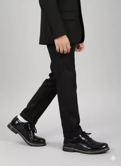 Wolter 00102 Erkek Çocuk Düz Parlak Bağcıklı Kundura Ayakkabı