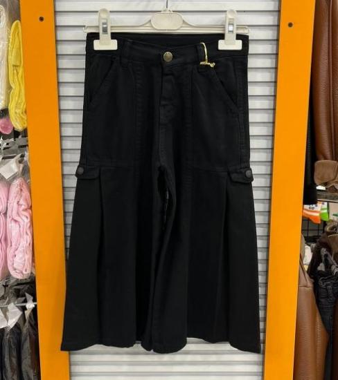BAYHAS Kids 32402 Kız Çocuk Yandan Cepli Geniş Paça Keten Pantolon