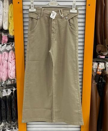 BAYHAS Kids 24243 Kız Çocuk Düz Keten Geniş Paça Pantolon