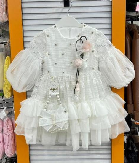 AYD Kids 888 Kız Çocuk Çantalı Kat Kat Elbise