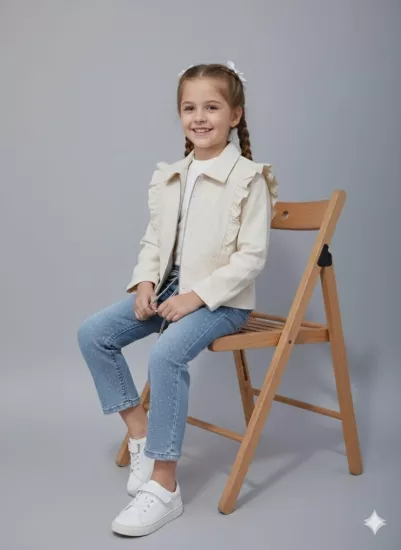 BURÇ Kids 2806 Kız Çocuk Taşlı Fırfırlı 3lü Takım