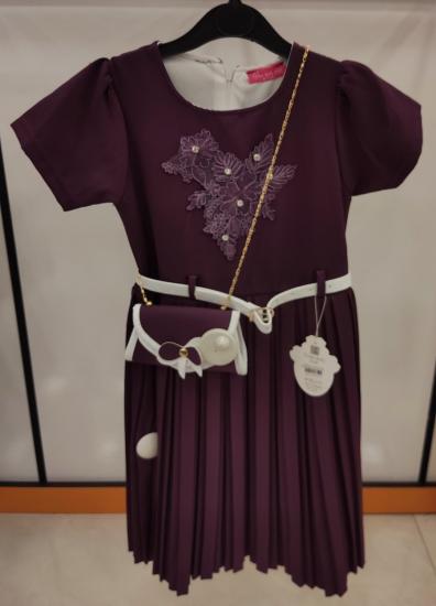 ALSİMA Kids 872 Piliseli Çantalı Çocuk Elbise