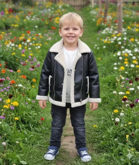 3668 Erkek Çocuk S.Derili Montlu 3lü Takım