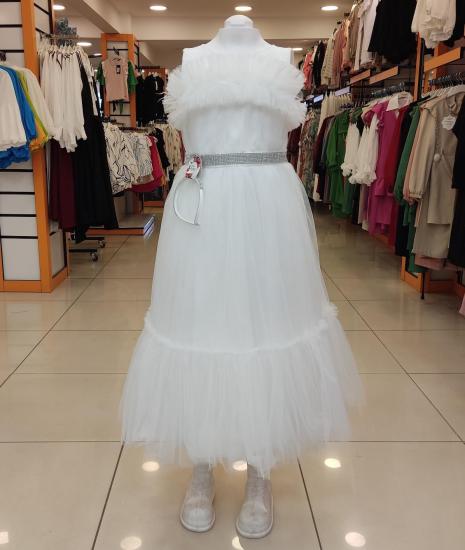 LUGU Kids 2352 Önü Fırfırlı Kız Çocuk Abiye