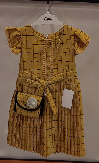 ENFETTO Kids 2170 Çantalı Çocuk Ekose Elbise