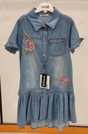 SAGO Kids 1289 Kız Çocuk Kot Elbise