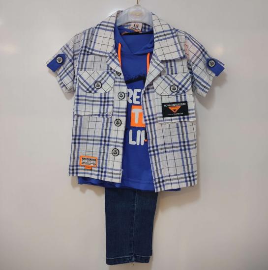 YAVRUCAK Kids 3451 Gömlekli Erkek Çocuk 3 lü Takım