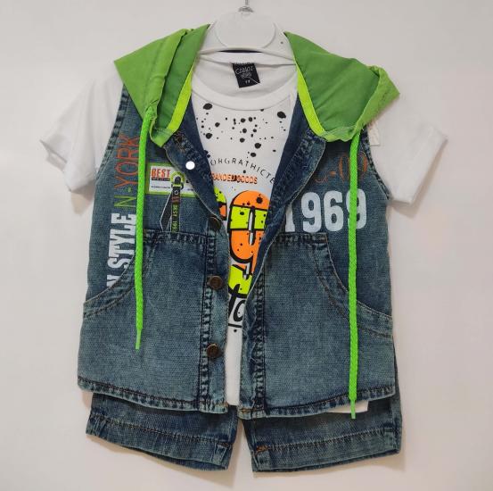 CANÖZ Kids 2504 Kot Yelekli Kaprili Erkek Çocuk Takım