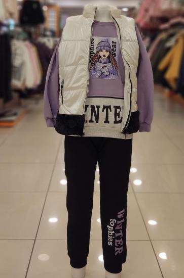 YAVRUCAK Kids 11749 Winter Kız Çocuk Yelekli 3lü Takım