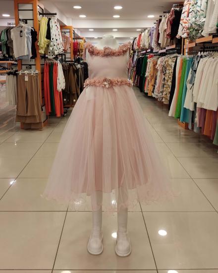 MİARAS Kids 7042 Yakası Çiçekli Kız Çocuk Abiye