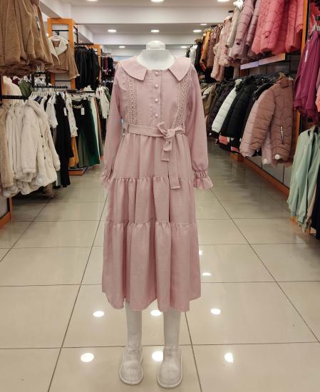 ALSİMA Kids 155 Yakalı Top Düğmeli Kız Çocuk Elbise